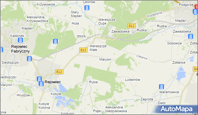 mapa Marysin gmina Rejowiec, Marysin gmina Rejowiec na mapie Targeo