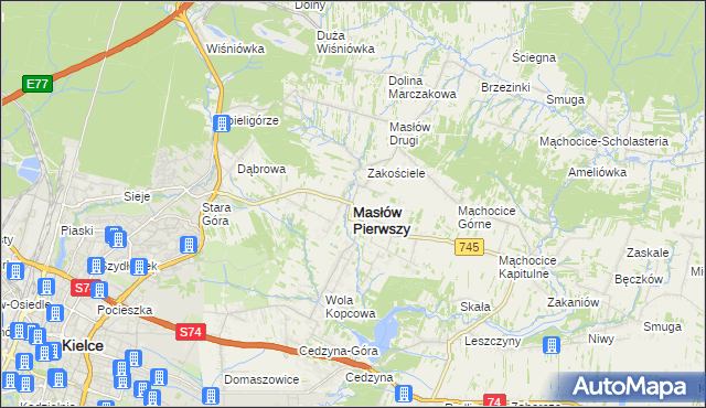 mapa Masłów Pierwszy, Masłów Pierwszy na mapie Targeo