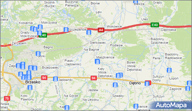 mapa Maszkienice, Maszkienice na mapie Targeo