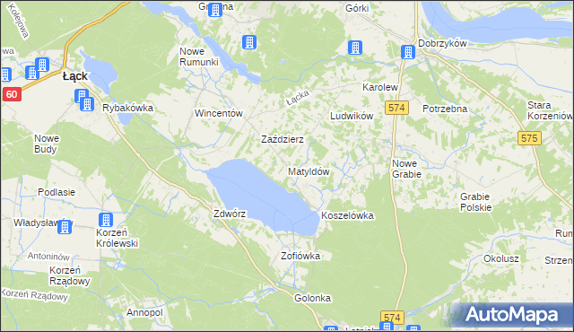 mapa Matyldów gmina Łąck, Matyldów gmina Łąck na mapie Targeo