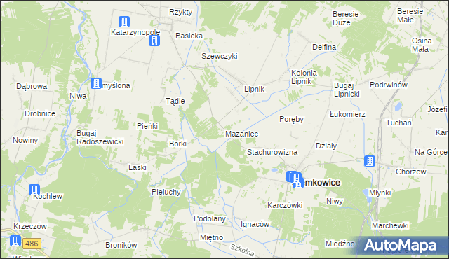 mapa Mazaniec, Mazaniec na mapie Targeo