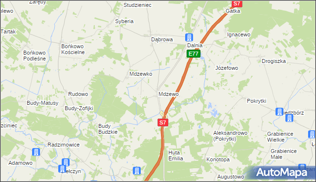 mapa Mdzewo, Mdzewo na mapie Targeo