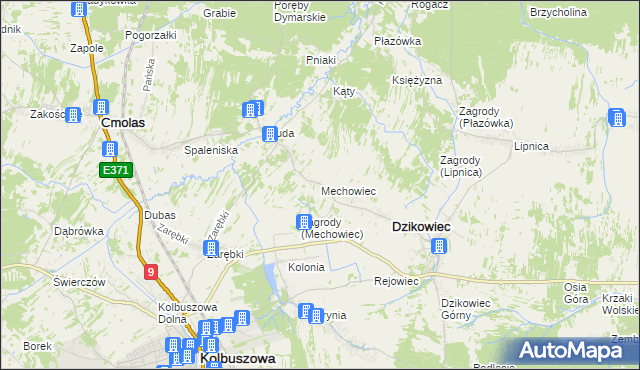 mapa Mechowiec, Mechowiec na mapie Targeo