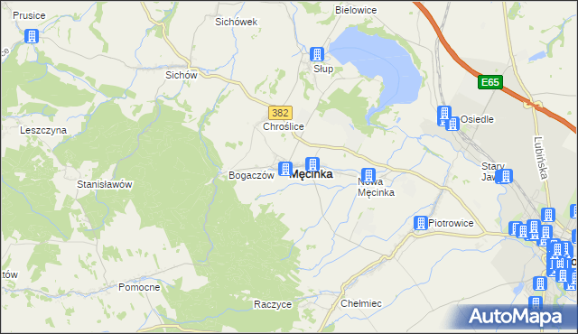 mapa Męcinka, Męcinka na mapie Targeo