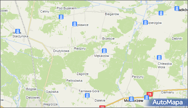 mapa Mękarzów, Mękarzów na mapie Targeo