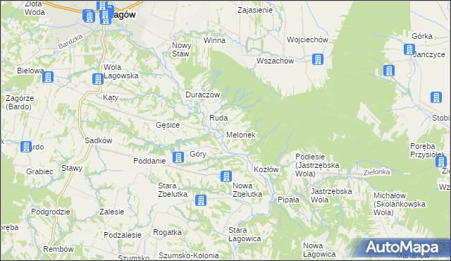mapa Melonek, Melonek na mapie Targeo