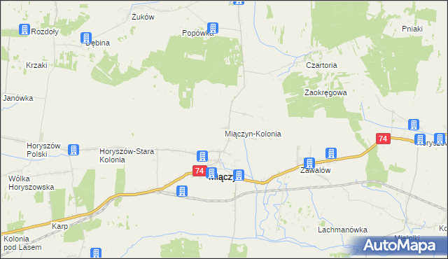 mapa Miączyn-Kolonia, Miączyn-Kolonia na mapie Targeo