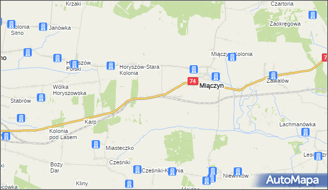 mapa Miączyn-Stacja, Miączyn-Stacja na mapie Targeo