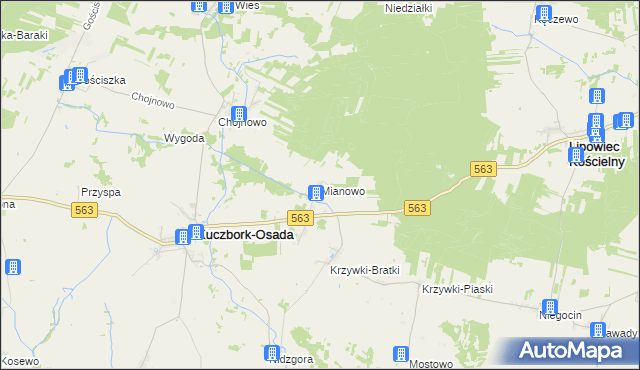 mapa Mianowo gmina Kuczbork-Osada, Mianowo gmina Kuczbork-Osada na mapie Targeo