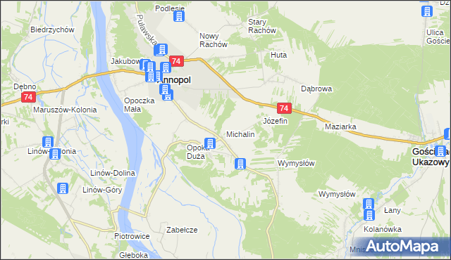 mapa Michalin gmina Annopol, Michalin gmina Annopol na mapie Targeo