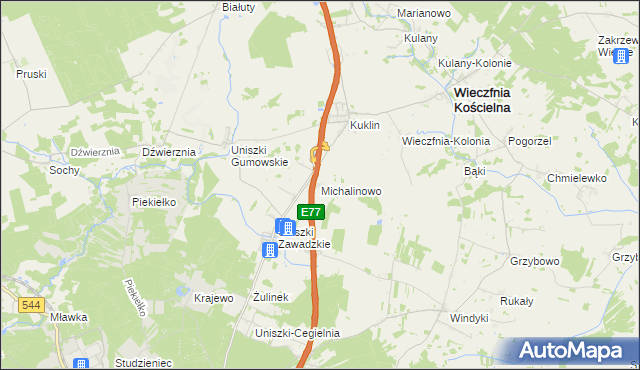 mapa Michalinowo, Michalinowo na mapie Targeo