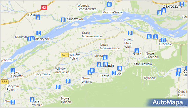mapa Michałów gmina Leoncin, Michałów gmina Leoncin na mapie Targeo