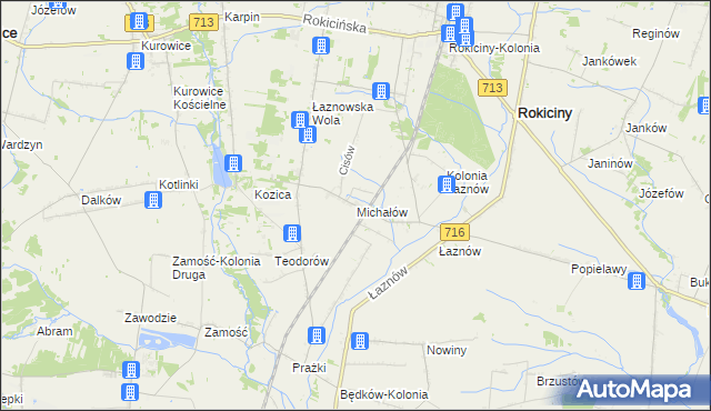 mapa Michałów gmina Rokiciny, Michałów gmina Rokiciny na mapie Targeo