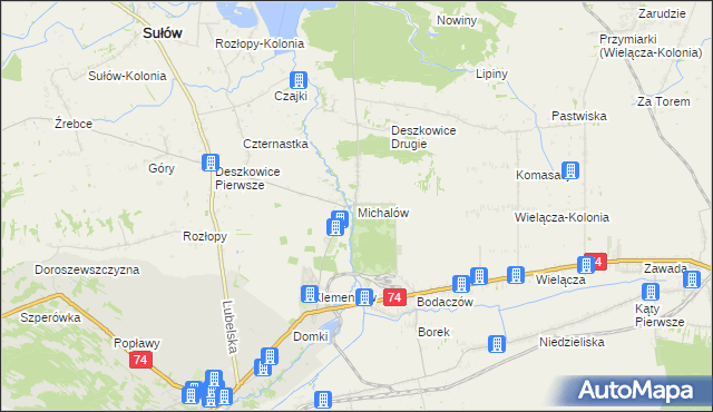 mapa Michalów gmina Sułów, Michalów gmina Sułów na mapie Targeo