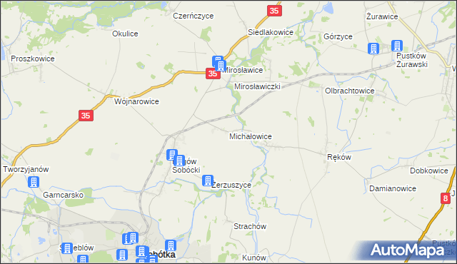 mapa Michałowice gmina Sobótka, Michałowice gmina Sobótka na mapie Targeo