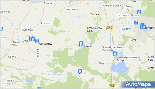 mapa Michałówka gmina Abramów, Michałówka gmina Abramów na mapie Targeo