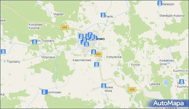 mapa Michałowo-Kolonia, Michałowo-Kolonia na mapie Targeo