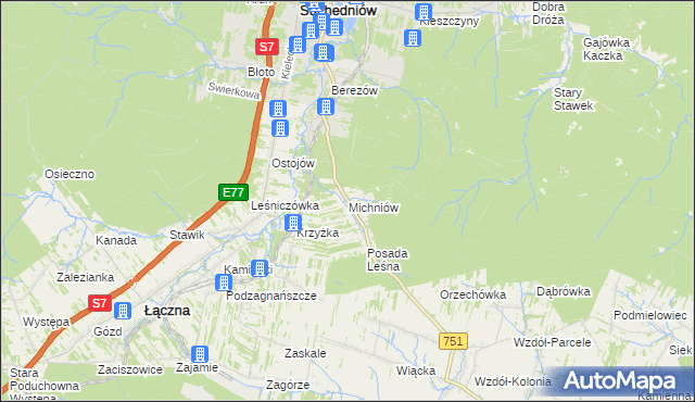 mapa Michniów, Michniów na mapie Targeo