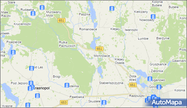mapa Michnowce, Michnowce na mapie Targeo