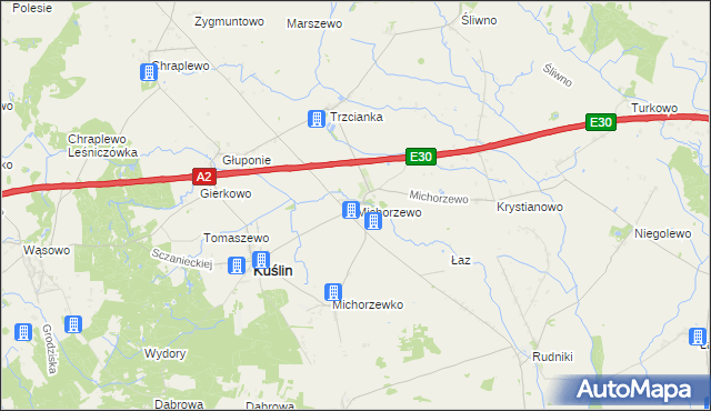 mapa Michorzewo, Michorzewo na mapie Targeo