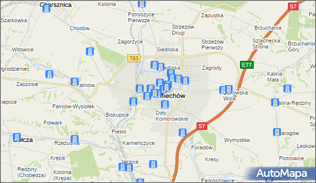 mapa Miechów, Miechów na mapie Targeo