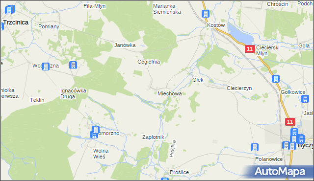 mapa Miechowa, Miechowa na mapie Targeo