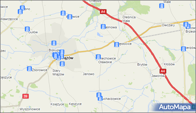 mapa Miechowice Oławskie, Miechowice Oławskie na mapie Targeo