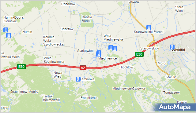 mapa Miedniewice gmina Wiskitki, Miedniewice gmina Wiskitki na mapie Targeo