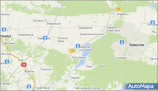 mapa Miedzna Murowana, Miedzna Murowana na mapie Targeo