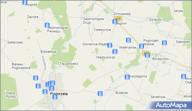 mapa Międzyborze gmina Pogorzela, Międzyborze gmina Pogorzela na mapie Targeo