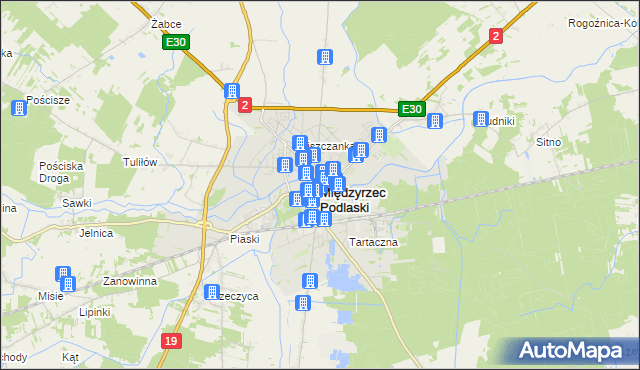 mapa Międzyrzec Podlaski, Międzyrzec Podlaski na mapie Targeo