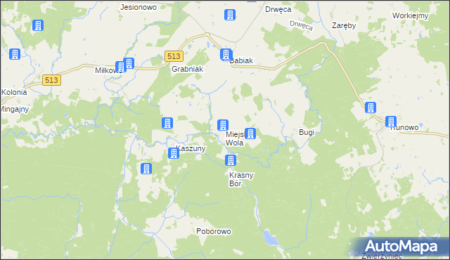 mapa Miejska Wola gmina Lidzbark Warmiński, Miejska Wola gmina Lidzbark Warmiński na mapie Targeo