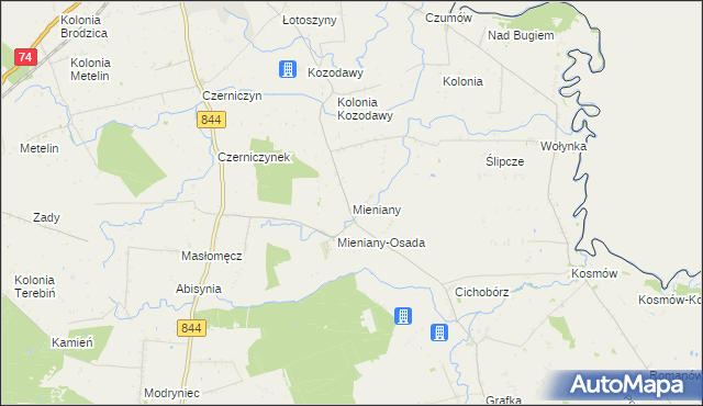 mapa Mieniany, Mieniany na mapie Targeo