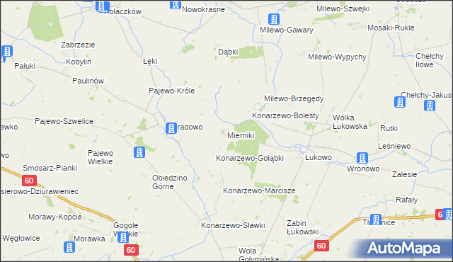 mapa Mierniki, Mierniki na mapie Targeo