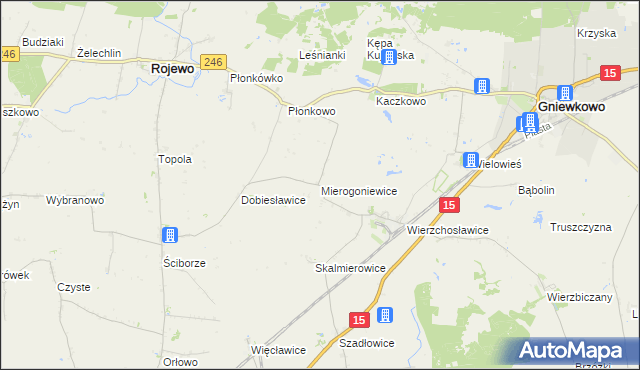 mapa Mierogoniewice, Mierogoniewice na mapie Targeo