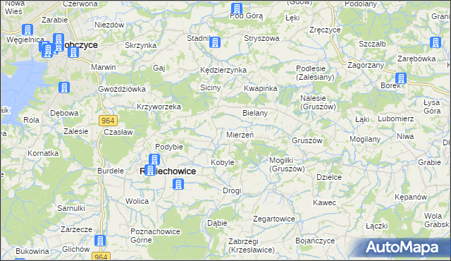 mapa Mierzeń, Mierzeń na mapie Targeo