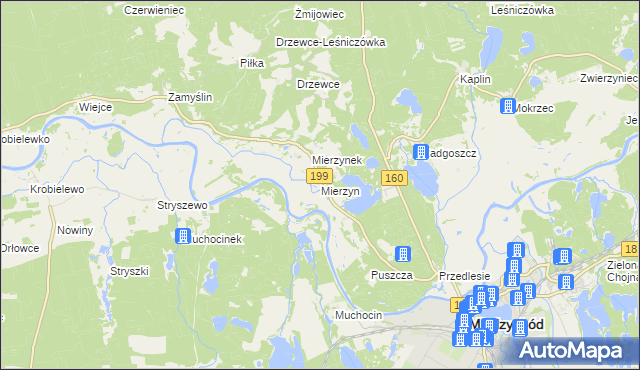 mapa Mierzyn gmina Międzychód, Mierzyn gmina Międzychód na mapie Targeo