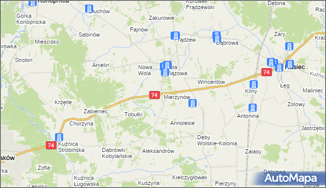 mapa Mierzynów, Mierzynów na mapie Targeo