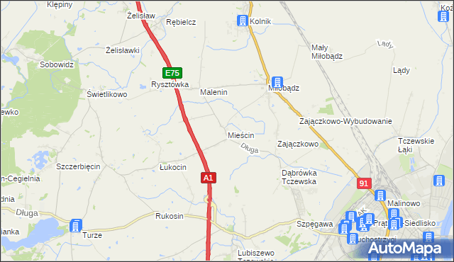 mapa Mieścin, Mieścin na mapie Targeo