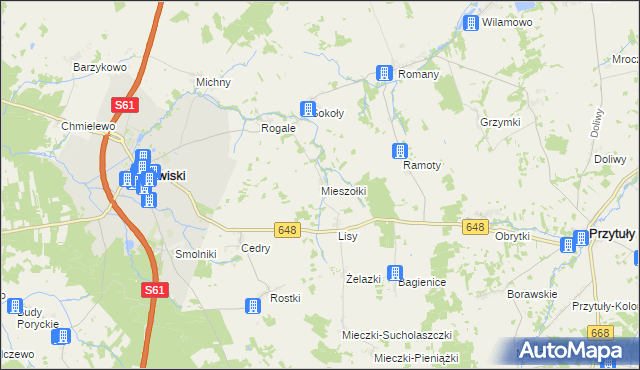 mapa Mieszołki, Mieszołki na mapie Targeo