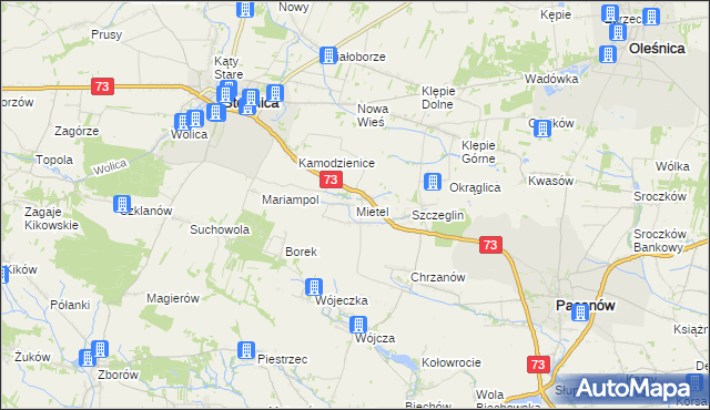 mapa Mietel, Mietel na mapie Targeo