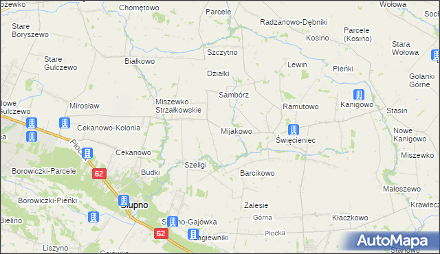 mapa Mijakowo, Mijakowo na mapie Targeo