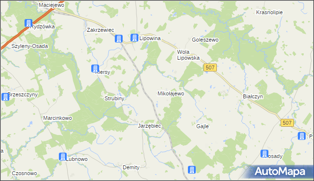 mapa Mikołajewo gmina Braniewo, Mikołajewo gmina Braniewo na mapie Targeo