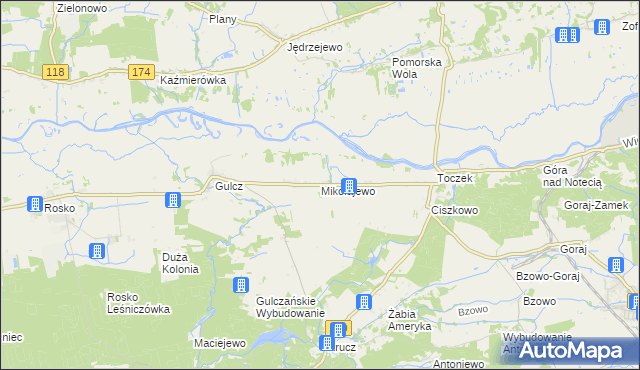 mapa Mikołajewo gmina Czarnków, Mikołajewo gmina Czarnków na mapie Targeo
