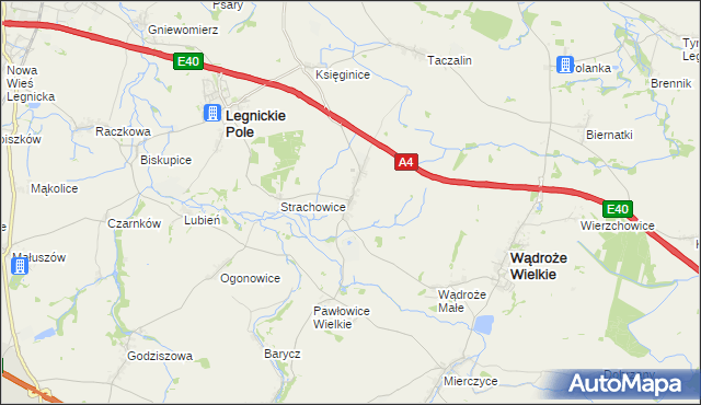 mapa Mikołajowice gmina Legnickie Pole, Mikołajowice gmina Legnickie Pole na mapie Targeo