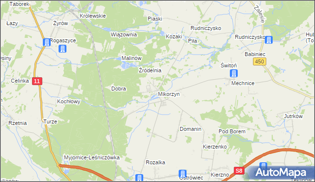 mapa Mikorzyn gmina Kępno, Mikorzyn gmina Kępno na mapie Targeo