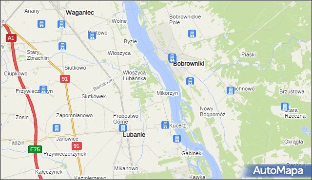 mapa Mikorzyn gmina Lubanie, Mikorzyn gmina Lubanie na mapie Targeo