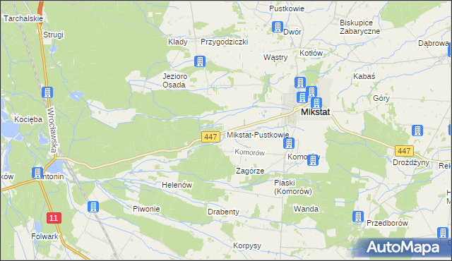 mapa Mikstat-Pustkowie, Mikstat-Pustkowie na mapie Targeo