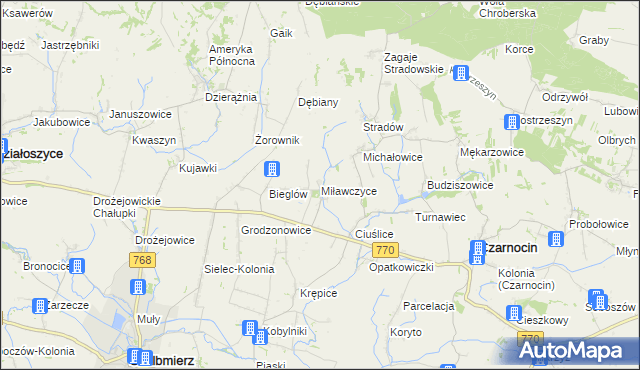 mapa Miławczyce, Miławczyce na mapie Targeo