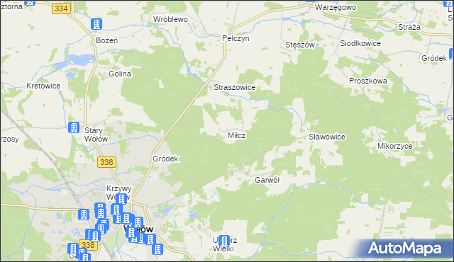 mapa Miłcz, Miłcz na mapie Targeo